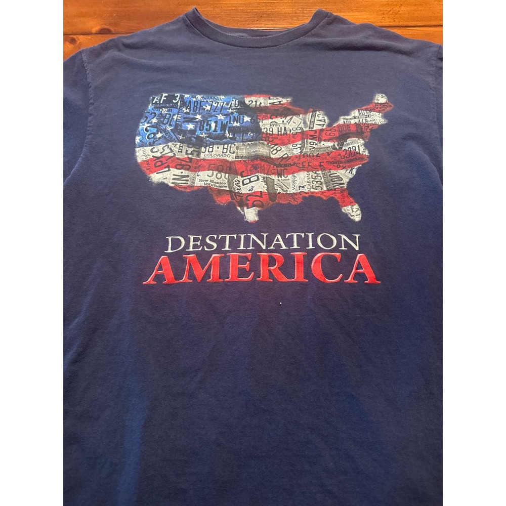 Lifestyle Classics Graphic Tee Mens L Navy Excellent Destination America USA Map